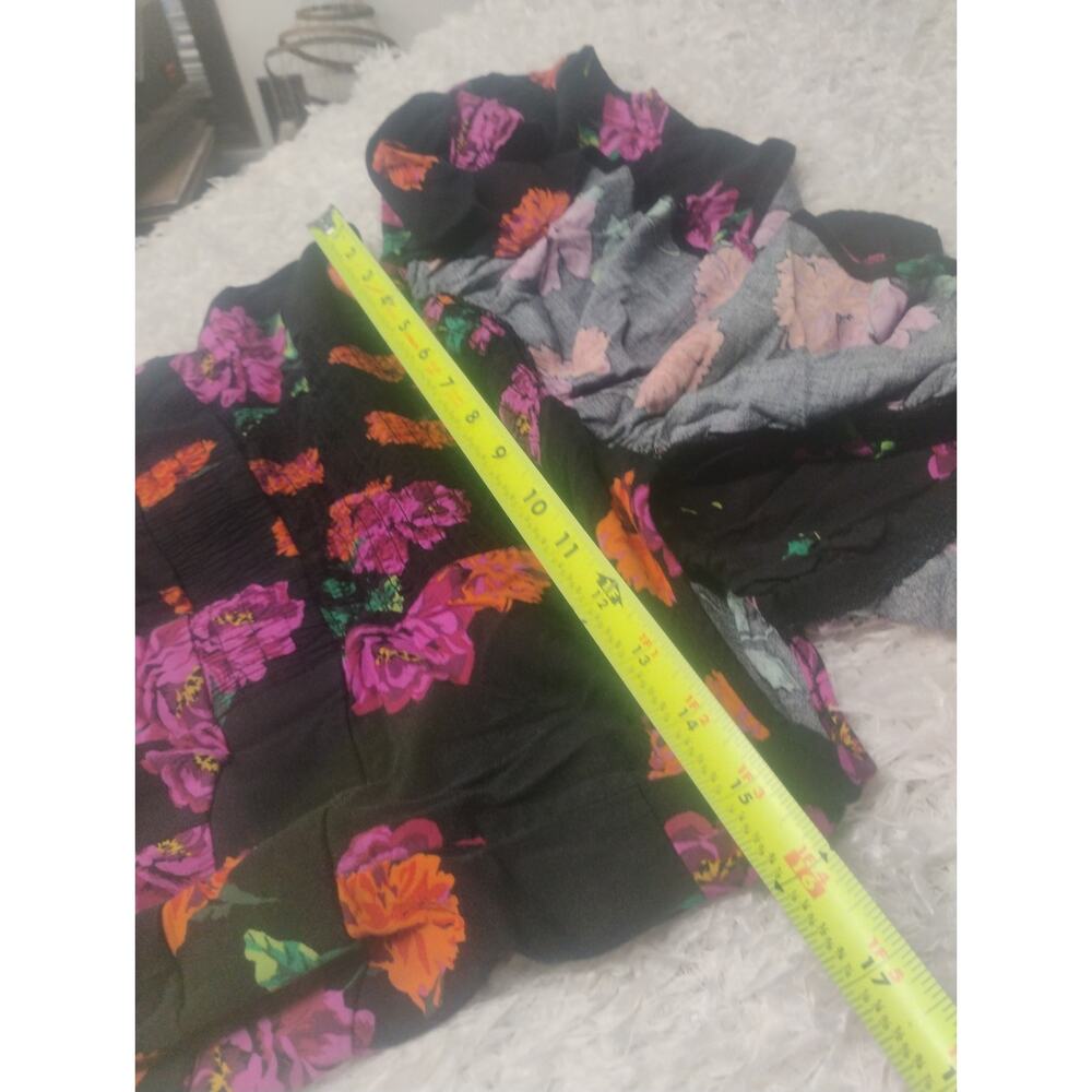 Torrid Black Floral Off The Shoulder Challis Wide Leg Jumpsuit Cottage Size 00 - Picture 5 of 13